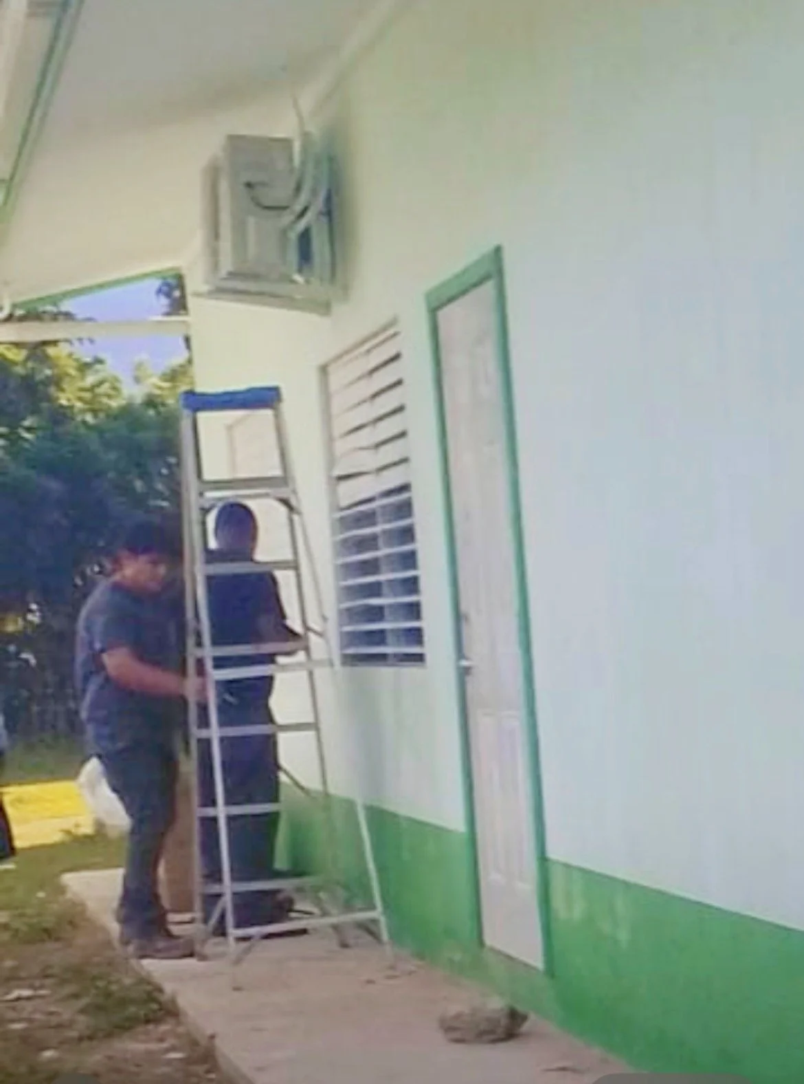 Air-conditioning unit installed in a classroom at San Antonio Government School in Belize.