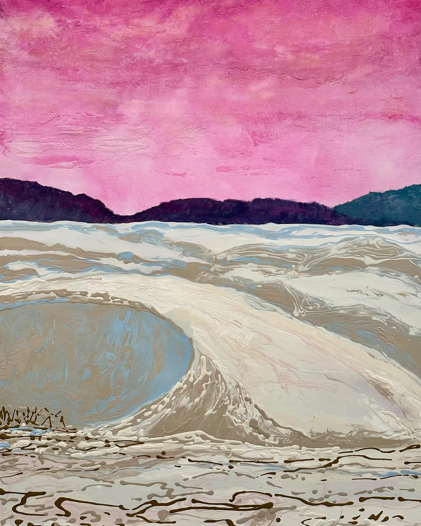 “White Sands Dunes” is a commission artwork, just completed and gone to its forever home. The couple liked my work, and from my website asked for something similar to my formia series White Sands pieces, and after working together on fina