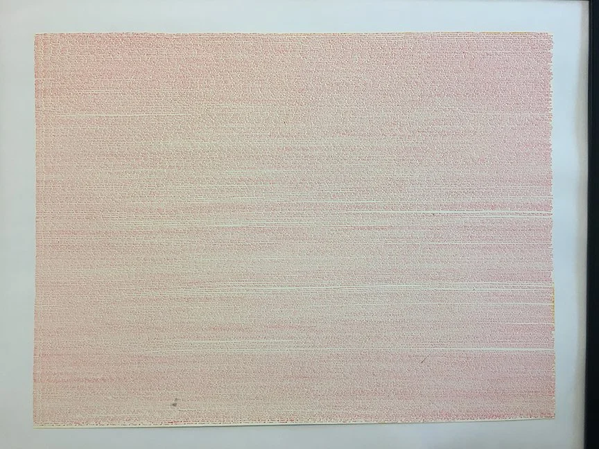 "Forgive."  - 2018. Hand-written about 10,740 times. 
Ink on paper. (Sold)