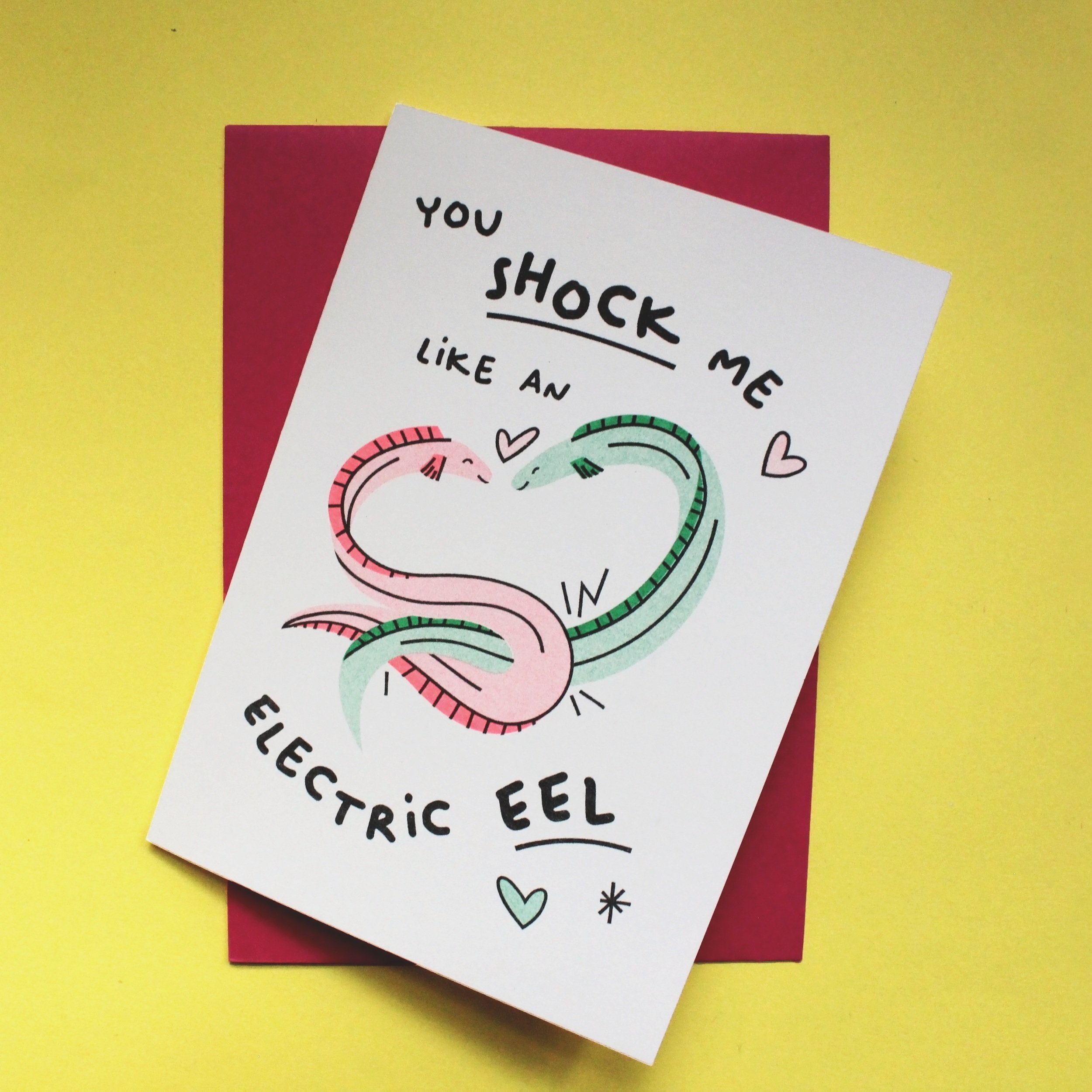 Valentines Eels | Risograph card
