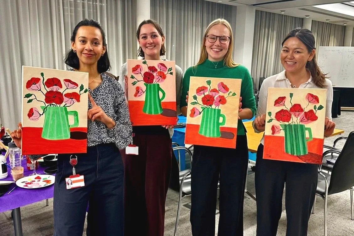 Corporate paint and sip workshop for teams