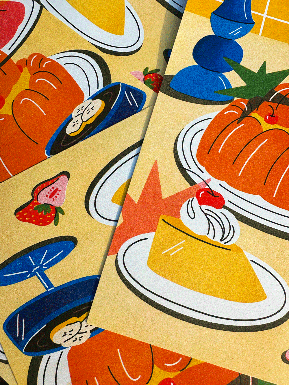 Jellies on Plates A4 Risograph Print