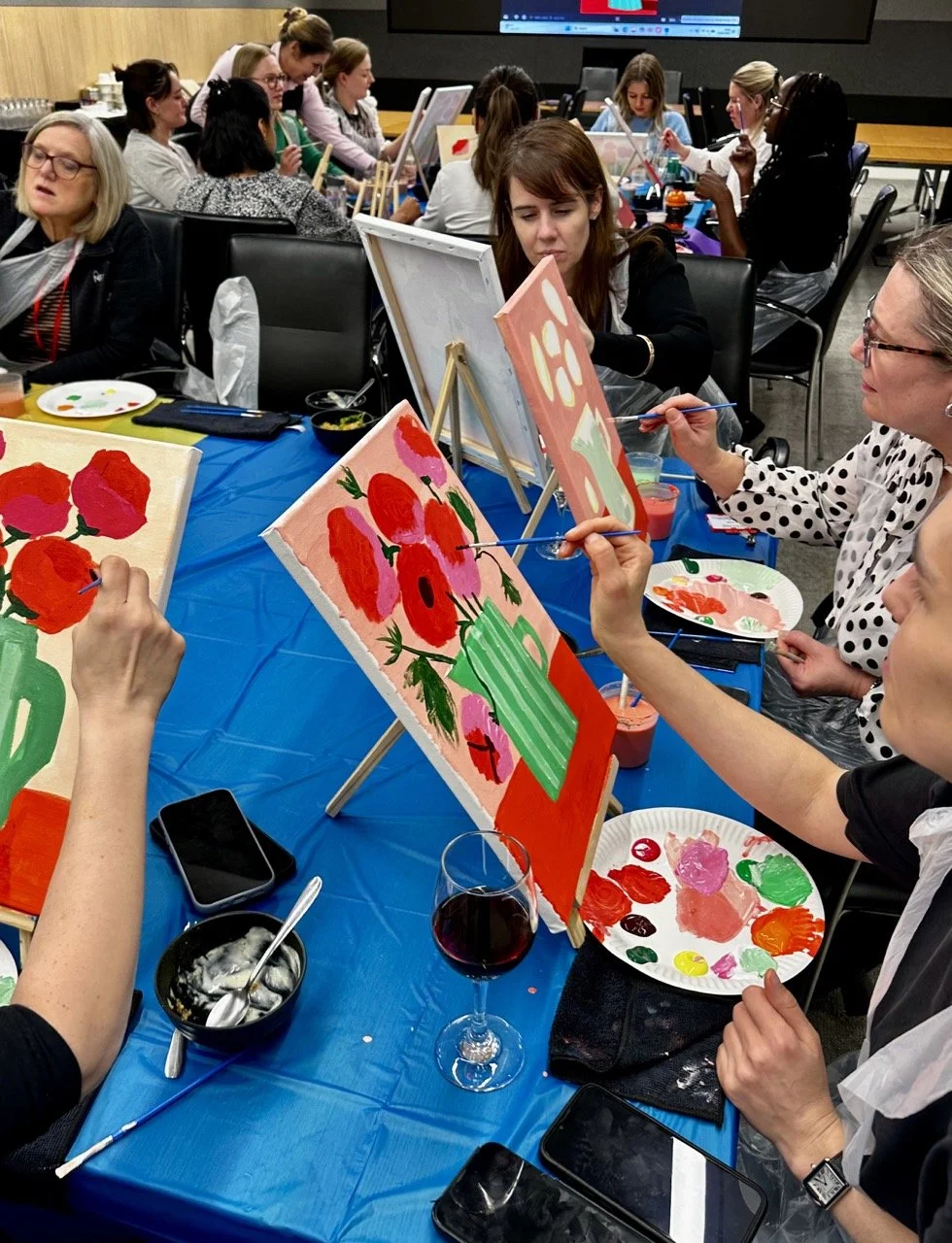 Corporate paint and sip workshop for teams