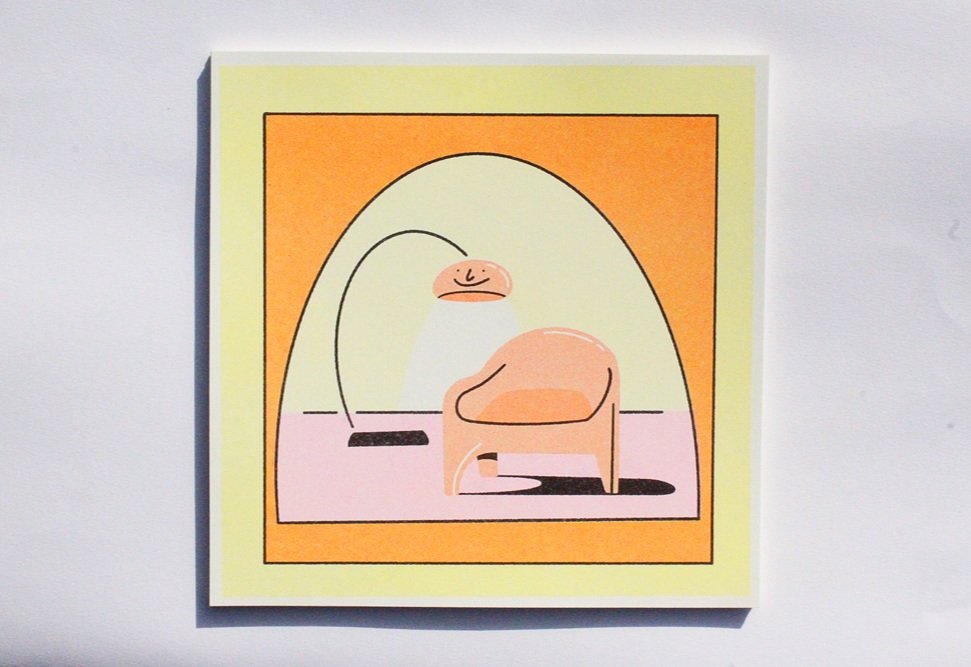Chair and lamp | Risograph print