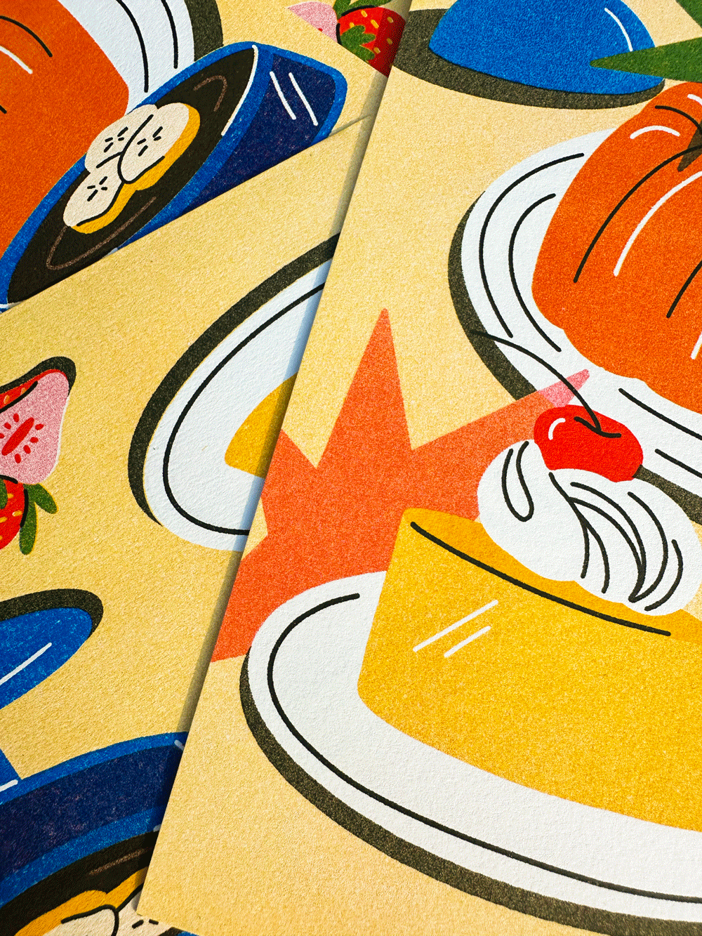 Jellies on Plates A4 Risograph Print