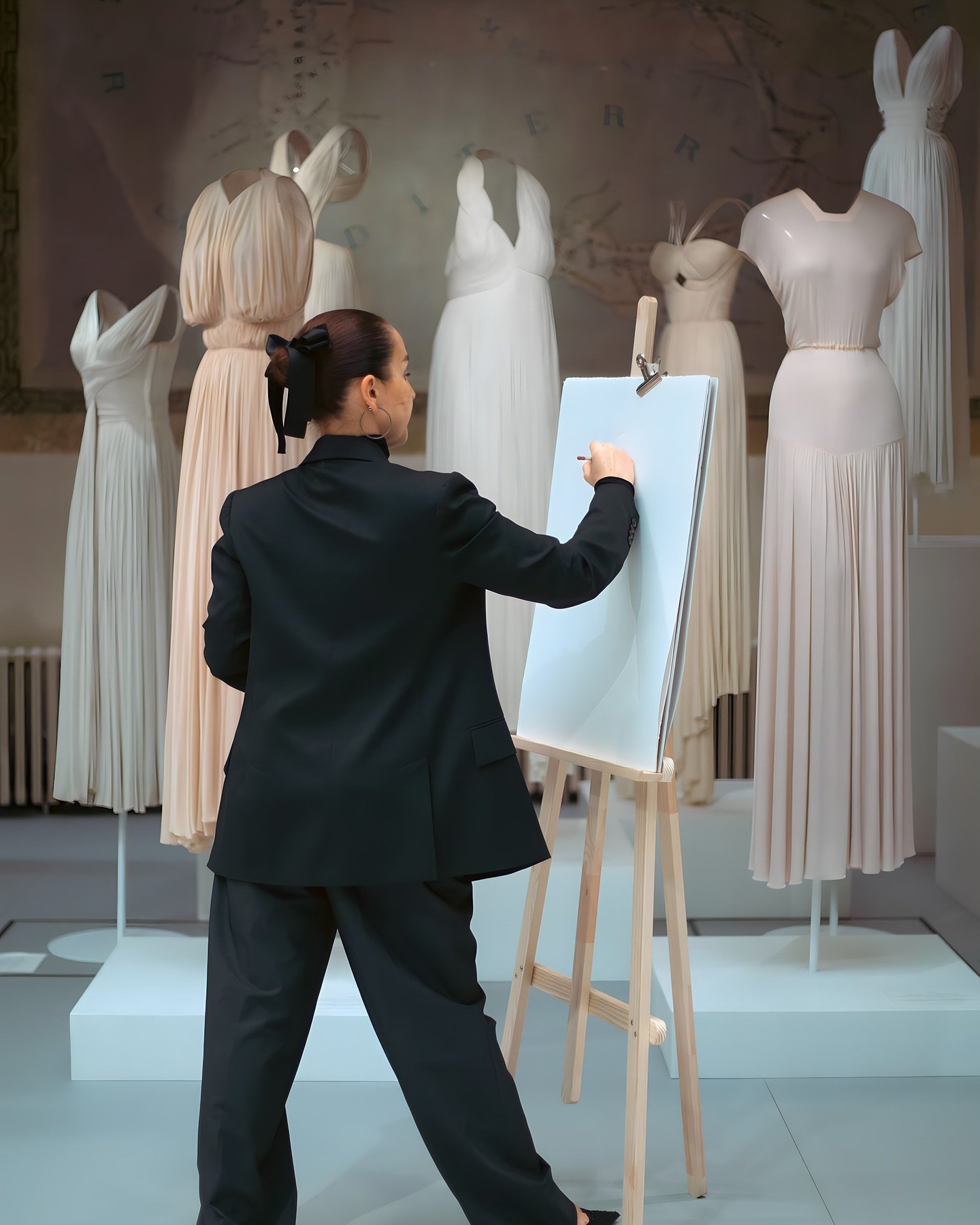 @alenalavdovskaya drawing in the @fondationazzedinealaia 🧑&zwj;🎨🎨 with @istitutomarangoni_paris 

#fashionillustration #photography #fondationazzedineala&iuml;a #azzedinealaia