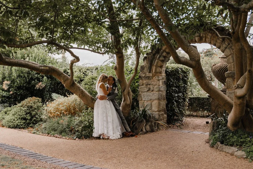 A wedding portrait at in  the Masters Garden at The Lord Leycester