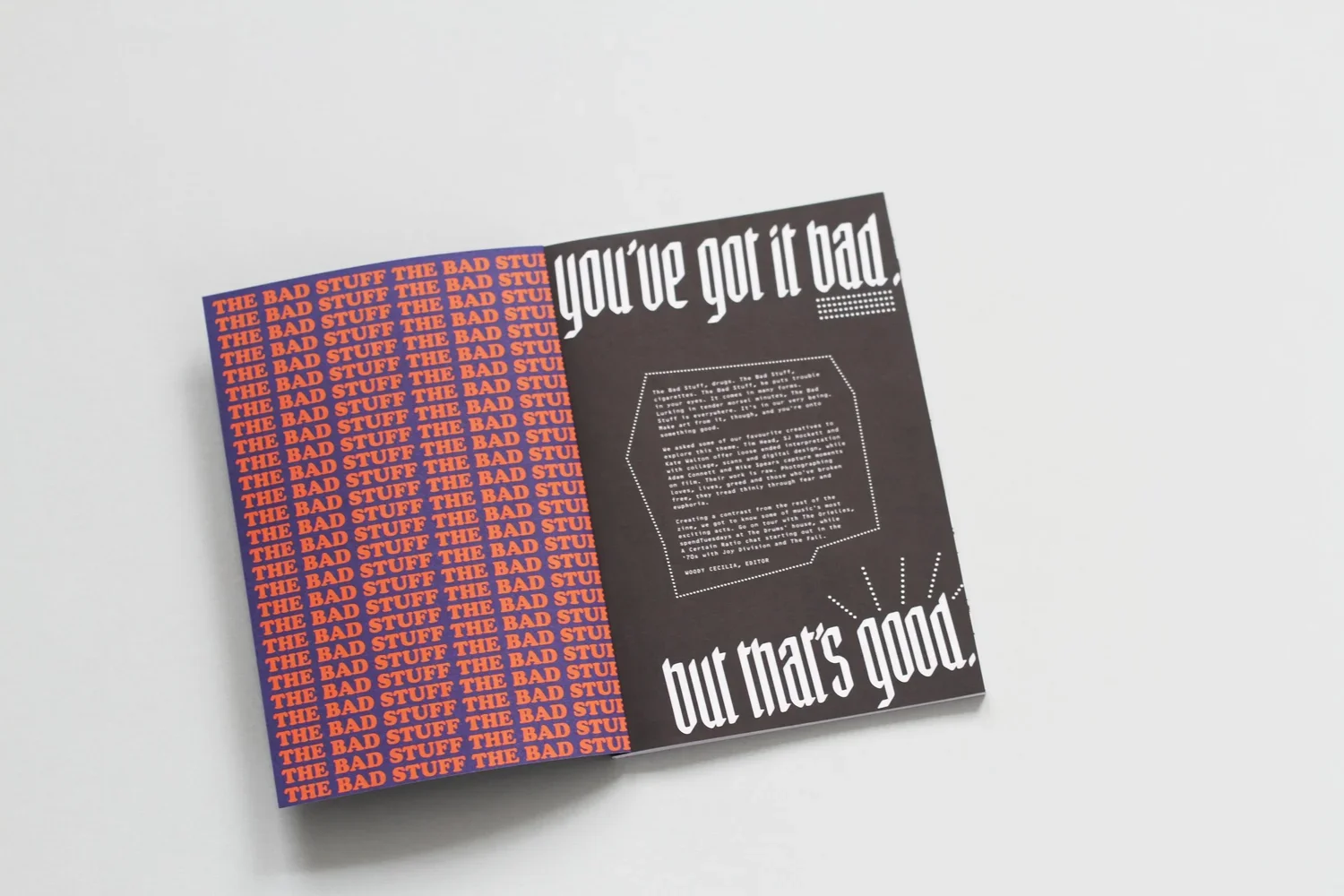 COOL BROTHER: CREATIVE DIRECTOR. Issue Four: ‘The Bad Stuff’ 1st inside spread . Tap to view