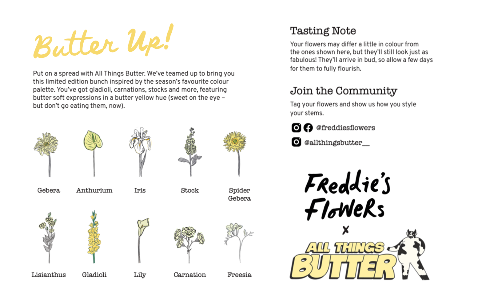 FREDDIE'S FLOWERS: COPY LEAD. All Things Butter collab. Tap to view