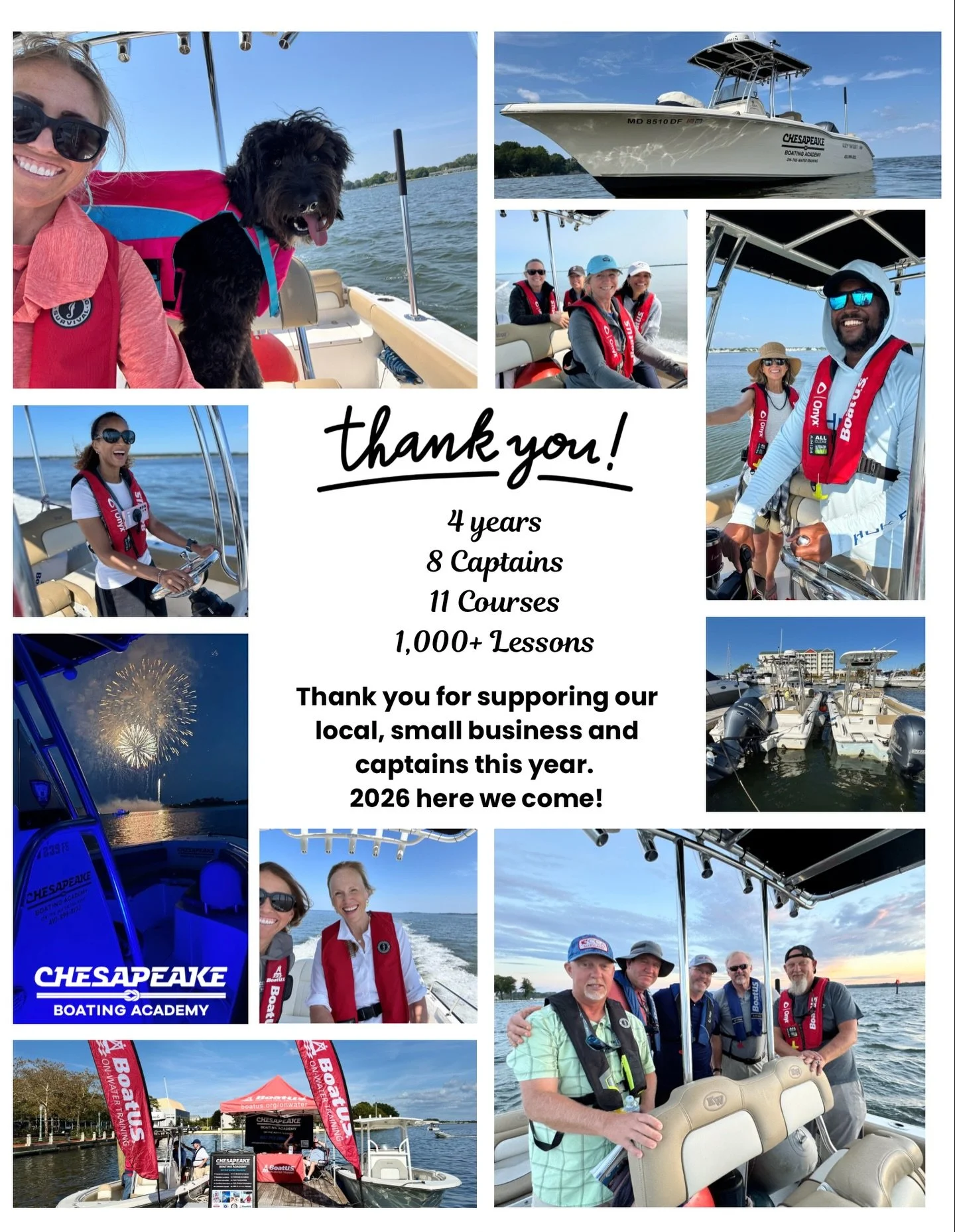 Hi! Sarah here. 5 years ago I had a vision to create a boating academy with attention to detail in communication, boat quality, safety and most importantly customer experience. I grew up in the marine towing &amp; salvage industry and as a live aboar