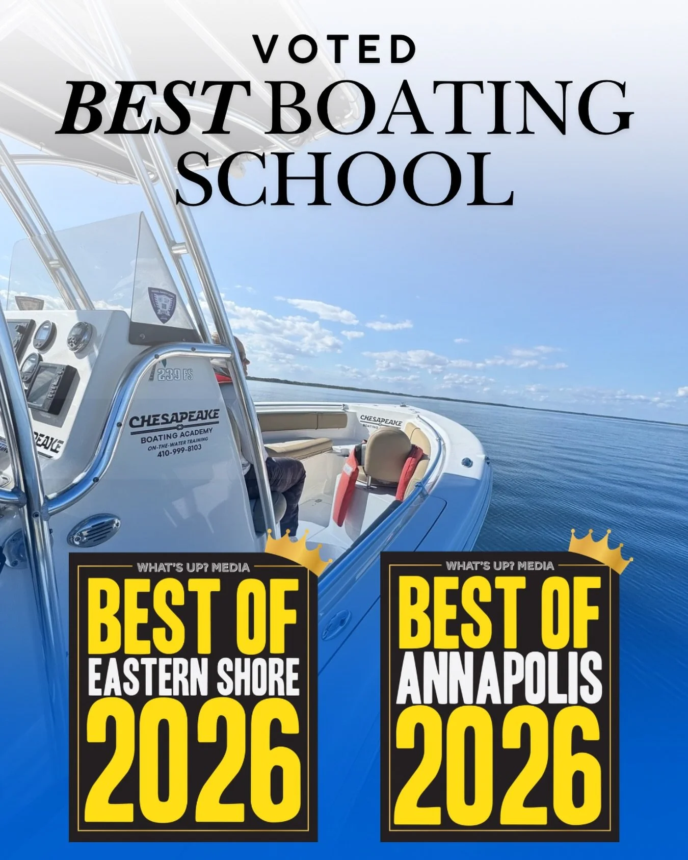 Grateful, thankful and excited to be voted Best Of Boating School for 2026! This is our 5th year in business- we&rsquo;re dialed in and ready to keep growing with focus and intent. It&rsquo;s never been about volume but providing top-tier instruction