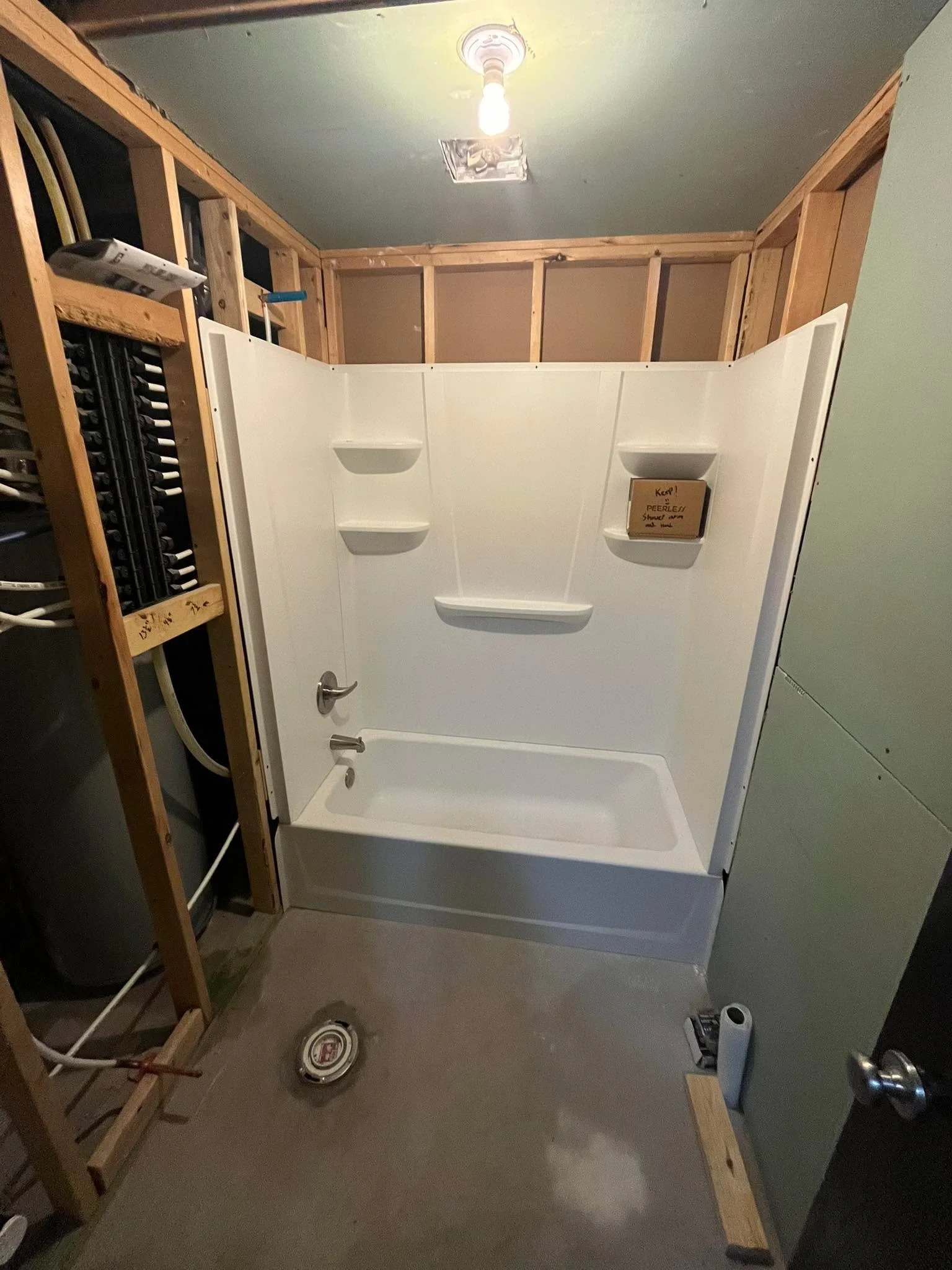 Bathroom has been roughed in