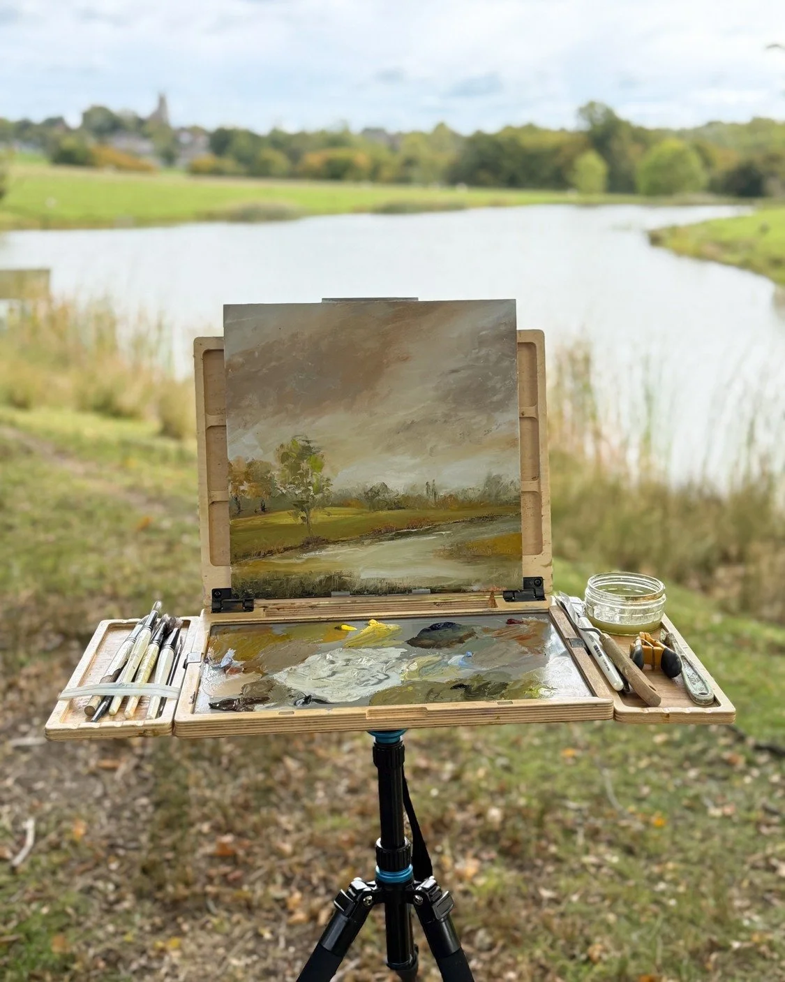 Another great workshop painting at the lakes today. It was a smaller group but we had fun and it was so relaxing, the sun was out and it was just glorious. Thank you so much for coming ladies - &amp; gent. Thanks again to the Tenterden Trout Waters f