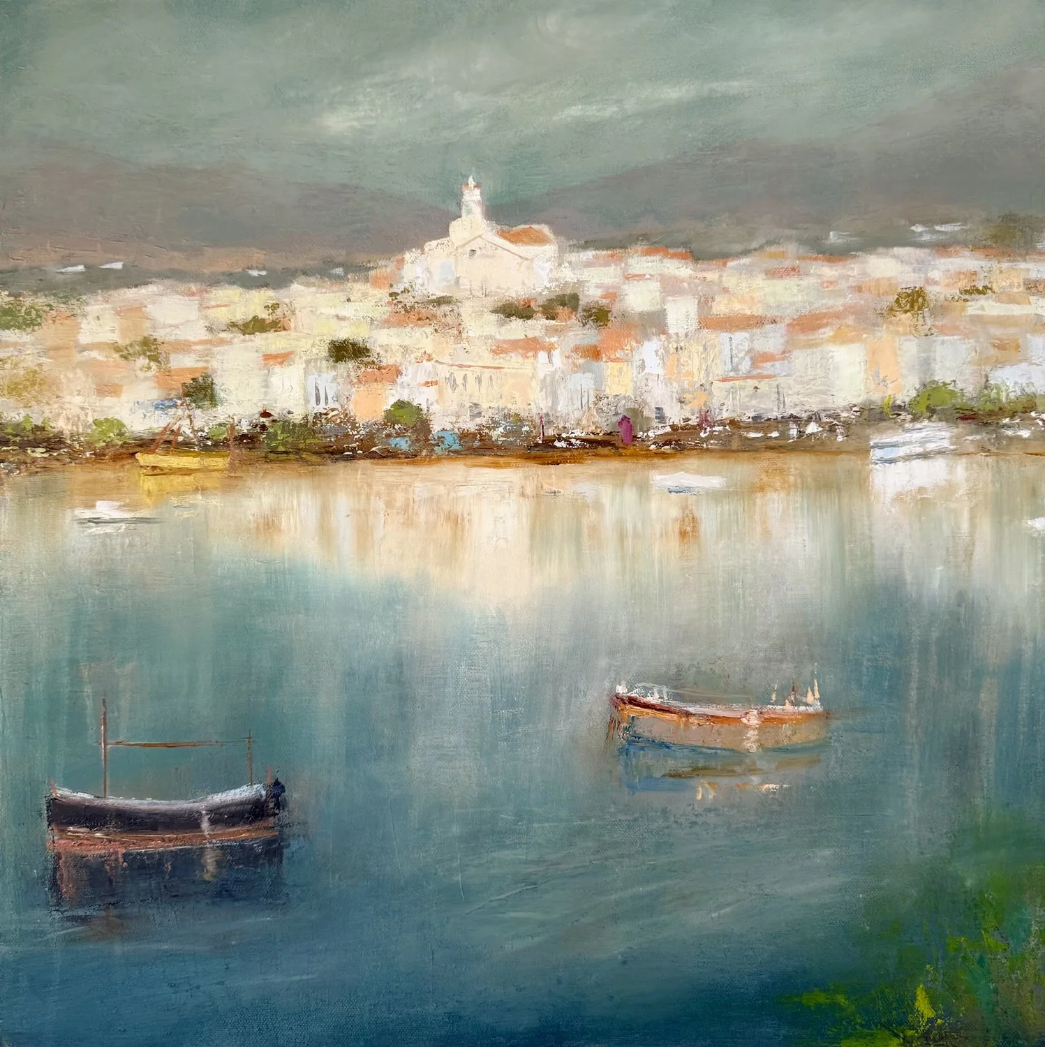 Floating Past Cadeques
50 x 50cm
Oil on Canvas

Lovely to see this one up in the window of Art &amp; Space Gallery in Kent.  Thank you Izabela!  A few more of my paintings can be found inside too so do pay them a visit if in the area. 
#artandspacega