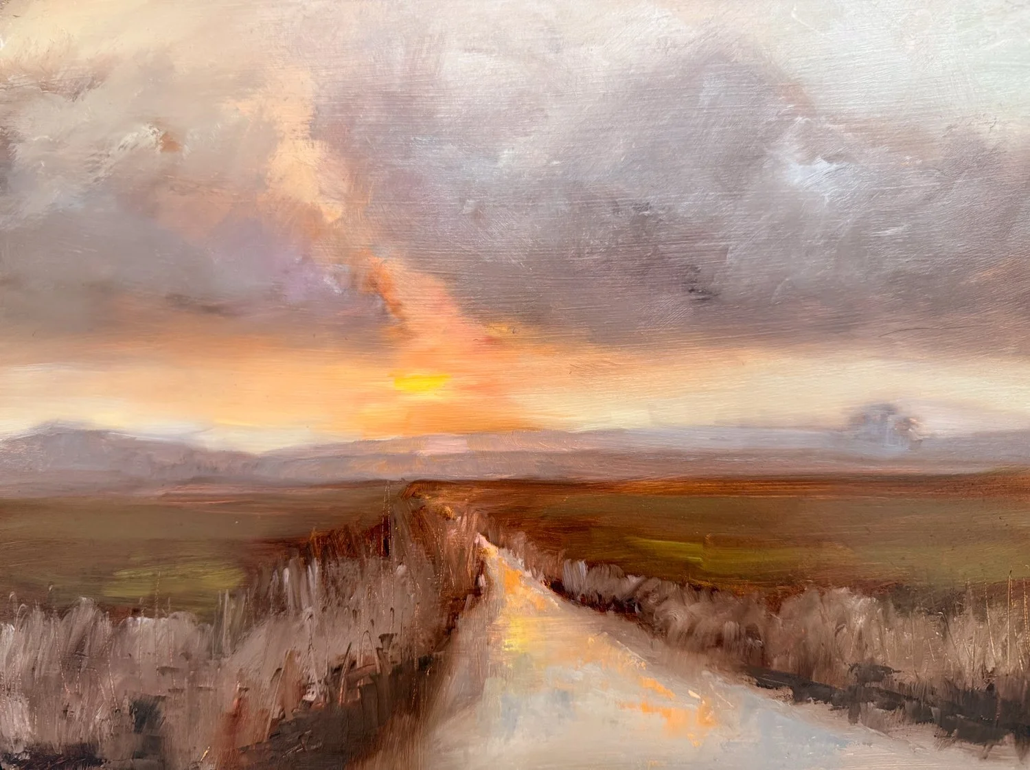A painting from a quick demo I gave at the workshop yesterday at the Romney Marsh Art Society. The group were lovely and friendly and we all did a reductive style underpainting first before then continuing with the actual painting. Everyone seemed to