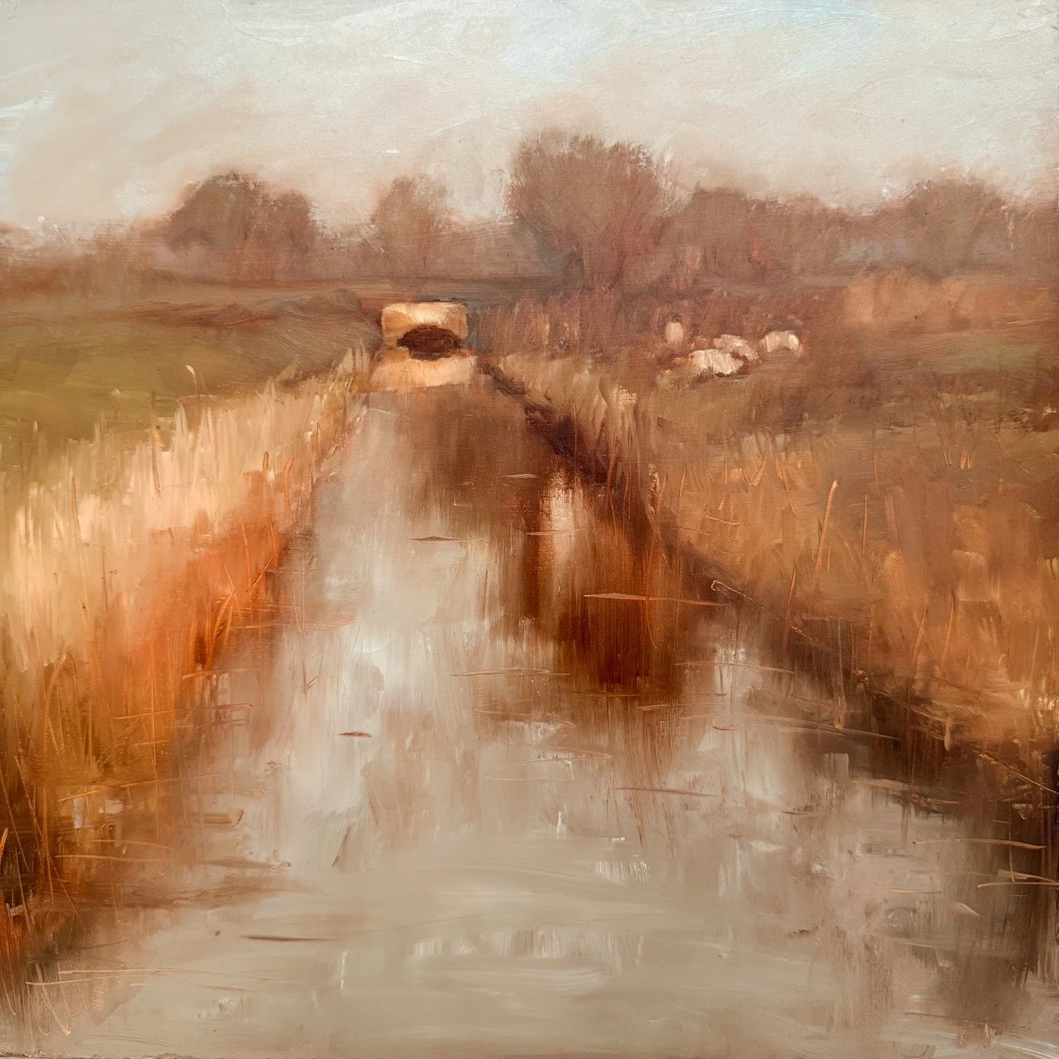 I painted this because I'm teaching a workshop (today!) at Romney Marsh Art Society on painting streams using the reductive underpainting method, so I thought I'd better get some practice in. Hugely nervous so please be nice if you're going! Speaking