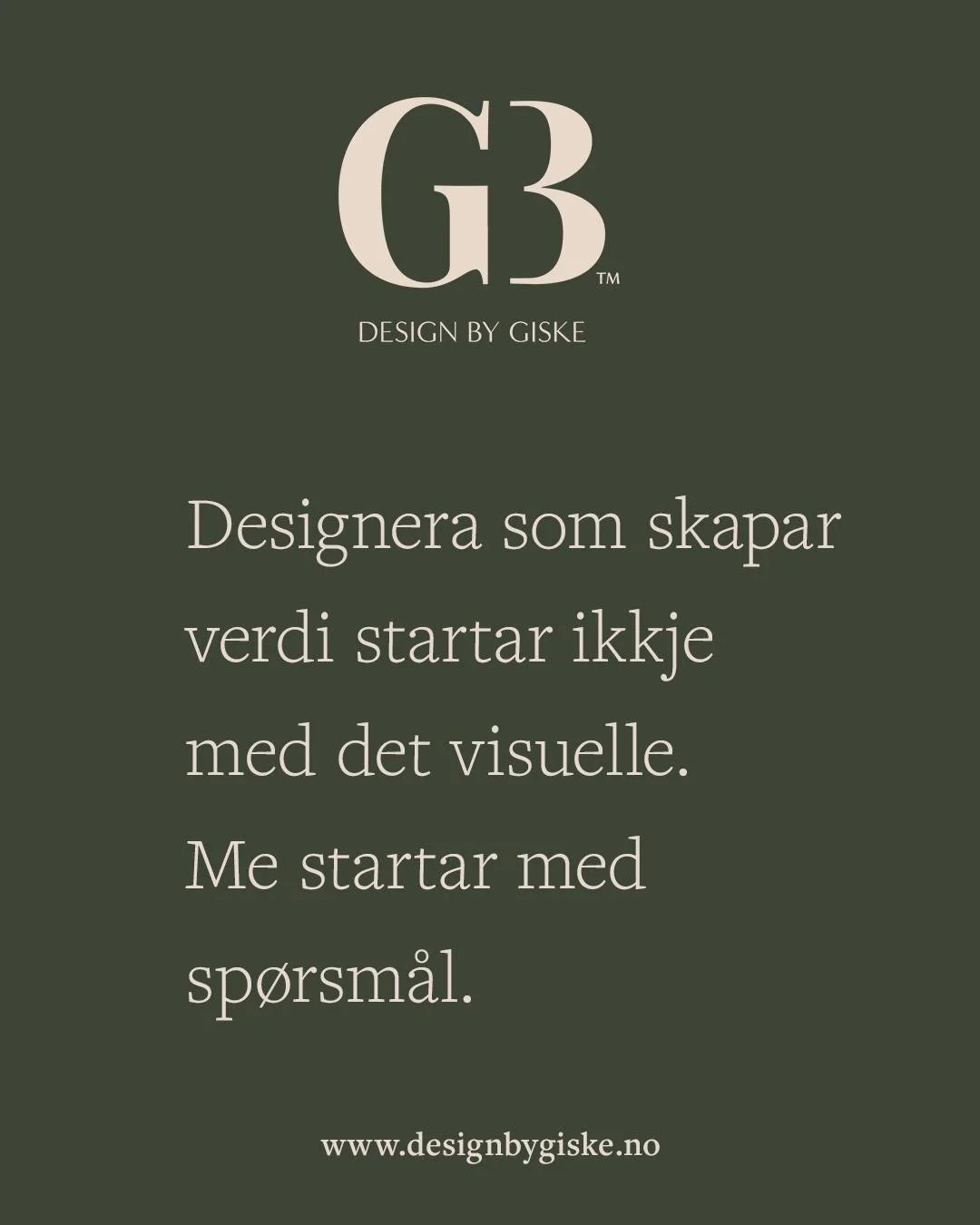 Design &amp; verdiskaping 📌
Designera som skapar verdi startar ikkje med det visuelle. 

Me startar med sp&oslash;rsm&aring;l.

&bull; kvifor fungerer det ikkje?
&bull; kva er det som er feil?
&bull; kva er det eigentlege problemet bak oppdraget?

F
