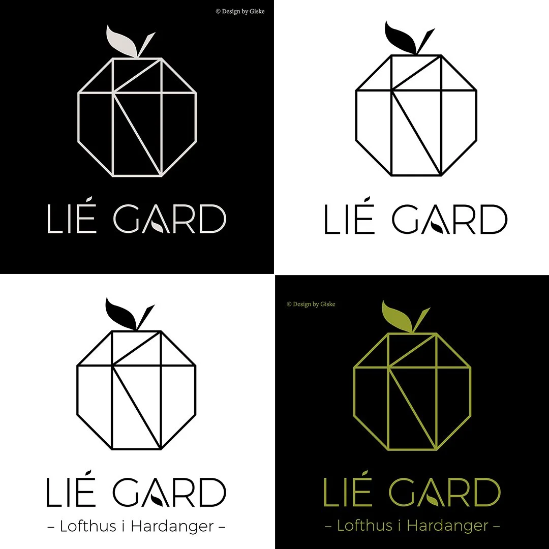Liéf Gard, Lofthus i Hardanger // Logo, visuell identitet, etikett konsept, trykksaker, profilering - fruktgård, epler, sider, eplemost  // © Design by Giske