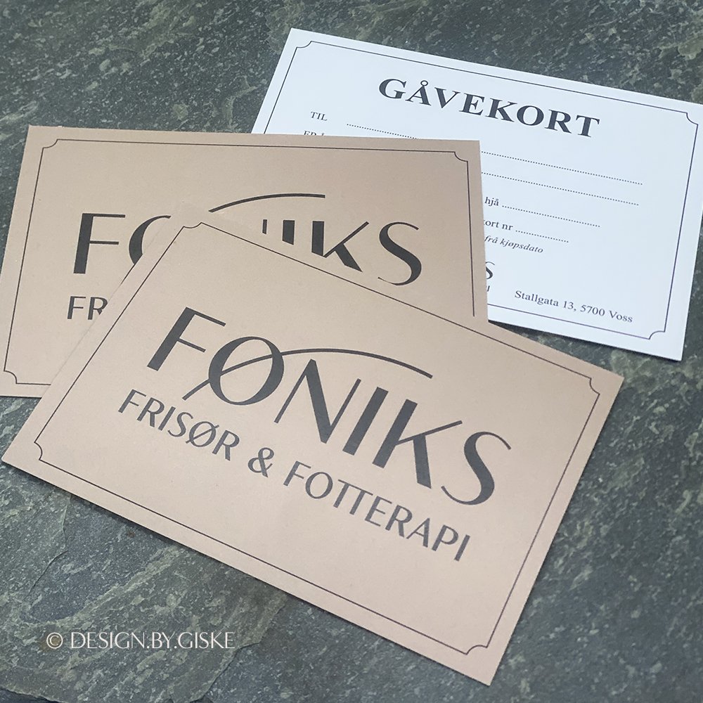 Føniks frisør & fotterapi, Voss // Logodesign, visuell identitet, merkevarebygging, trykksaker, profilering, gavekort  // © Design by Giske 2026