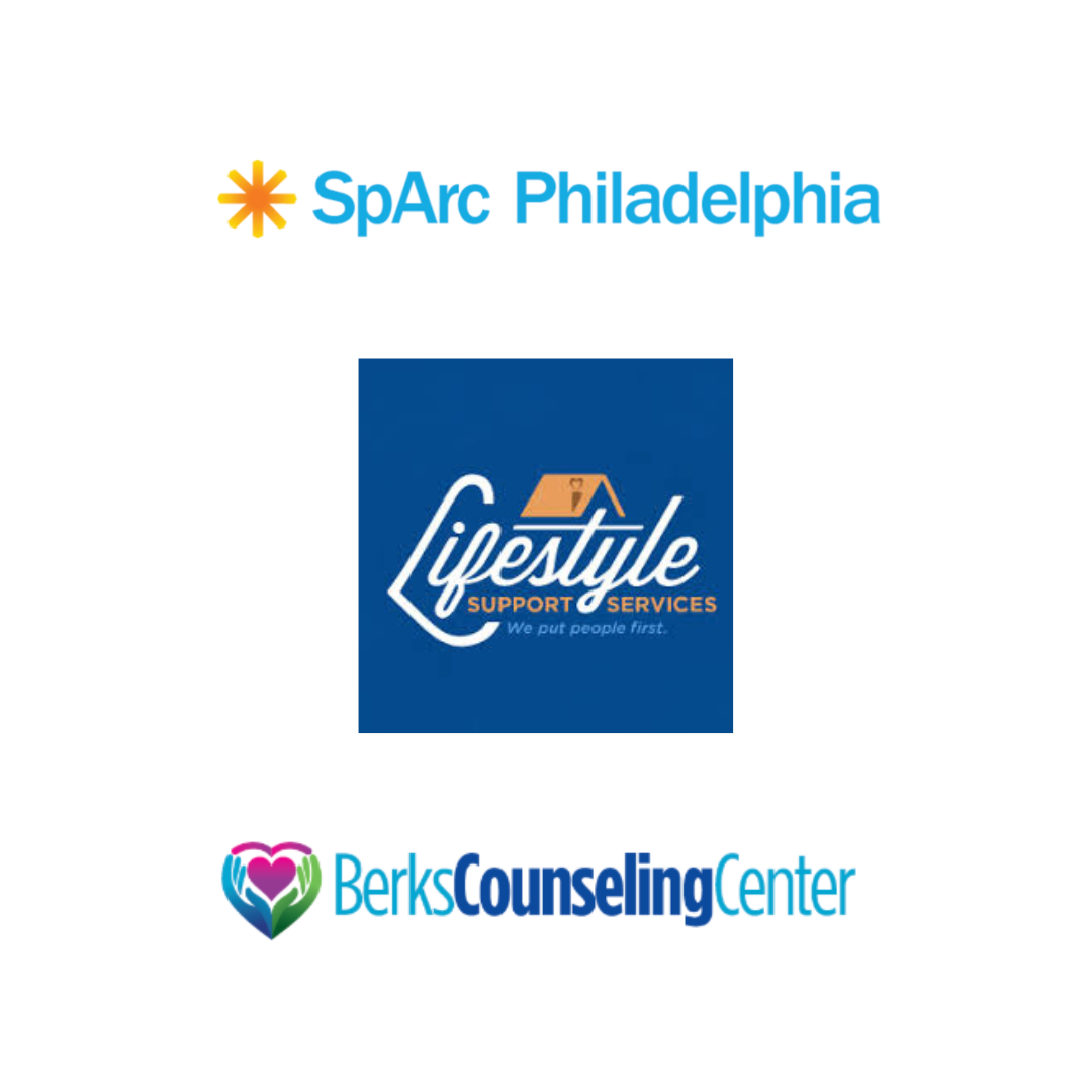 Logos for SpArc Philadelphia, Lifestyle Support Services, and Berks Counseling Center