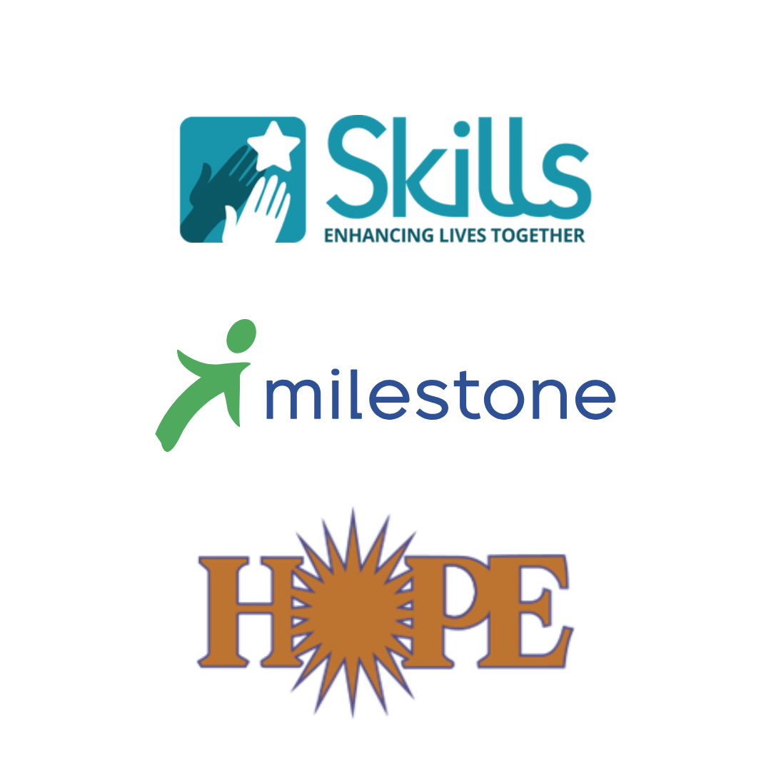 Logos for Skills, Milestone, and Hope