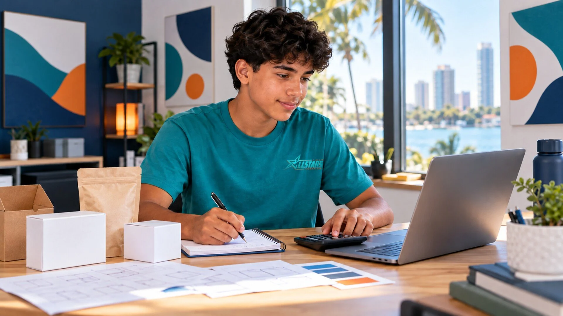 A student works on a financial literacy and entrepreneurship activity at the J.Allen Allstars foundation d/b/a global kingdom academy