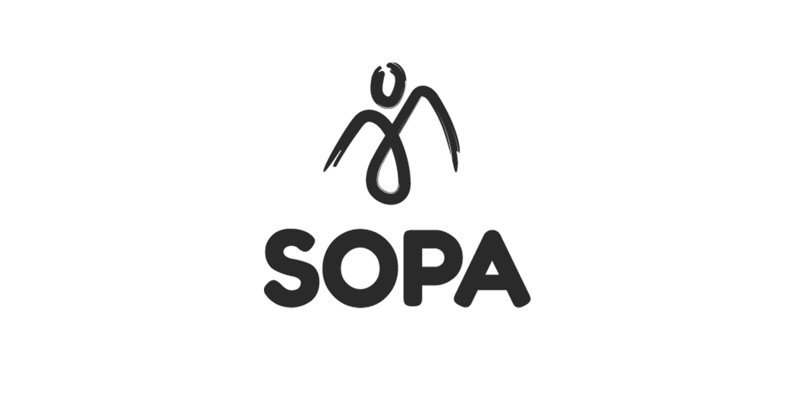 Soul of the Peruvian Andes logo. A stylized line drawing of an angel and the Peruvian Andes above the word "SOPA" in bold black letters.