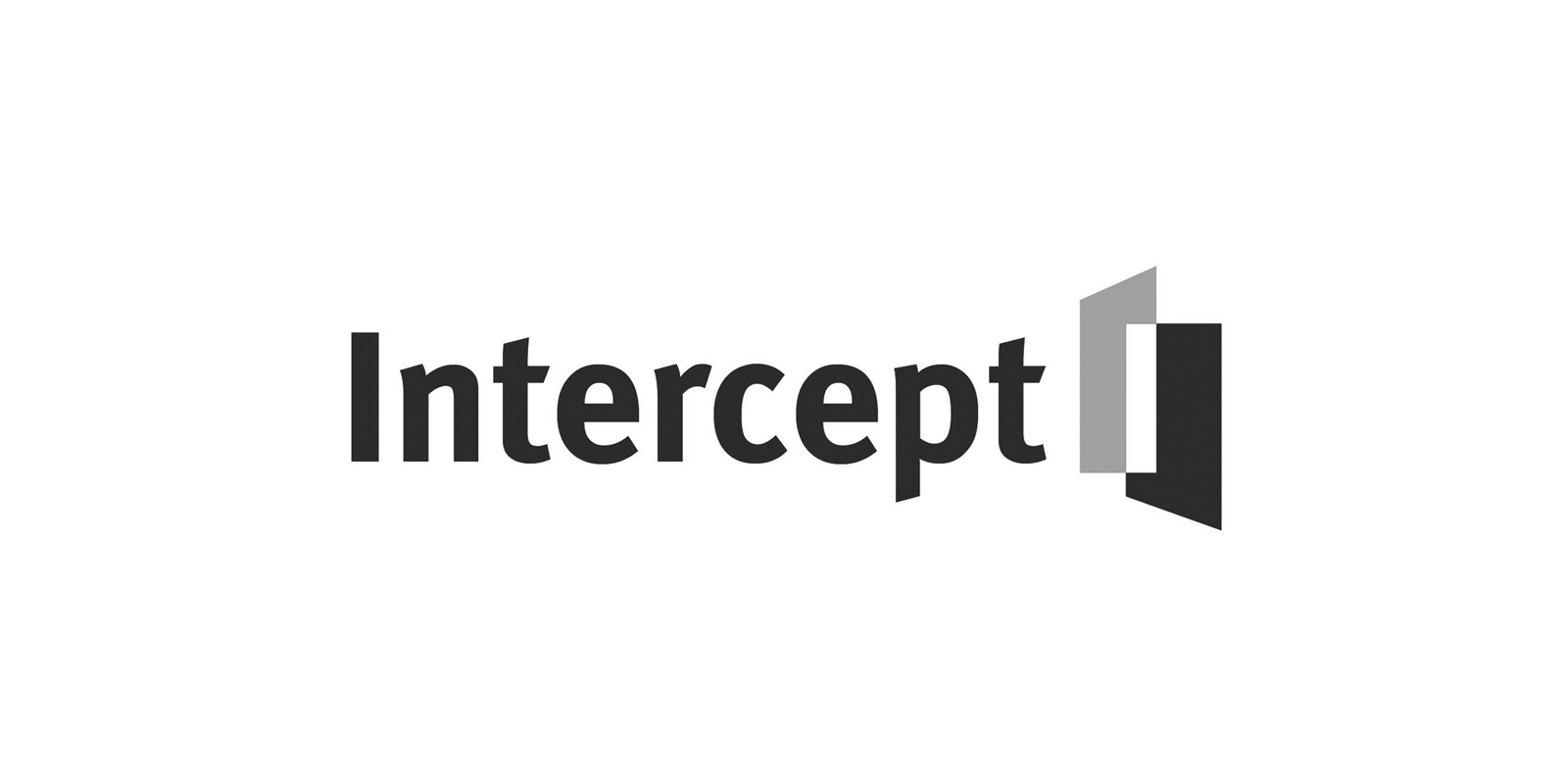 The word 'Intercept' next to a speaker icon with sound waves in black, gray, and white.