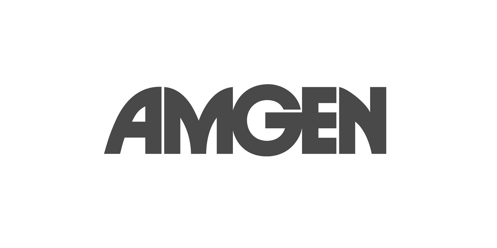 Black and white logo with the word 'AMGEN' in bold, uppercase letters.