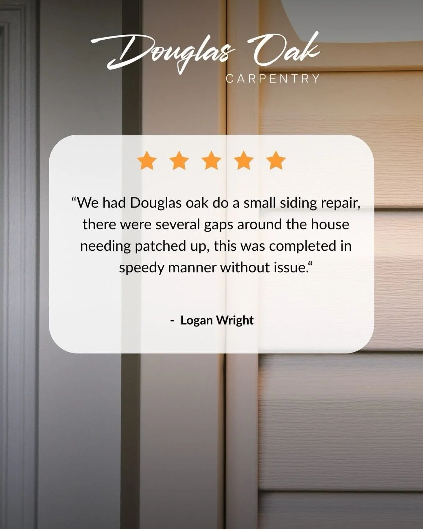 Sometimes it&rsquo;s the small repairs that make the biggest difference.

Thanks to Logan for the great review and for trusting Douglas Oak with this siding repair!

Have gaps, damage, or siding that needs attention? We can help.