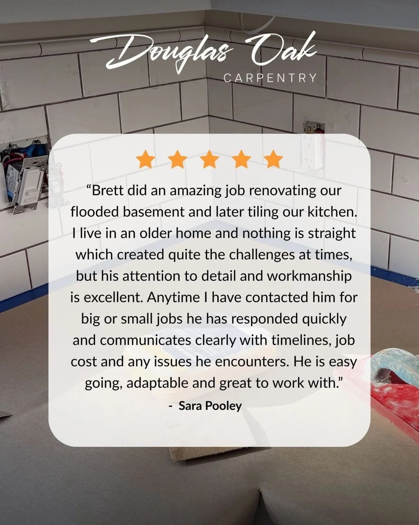 Older homes = nothing is straight.
Good carpentry = not a problem.

From a flooded basement renovation to kitchen tiling, this project had its challenges&mdash;but solid planning, attention to detail, and clear timelines kept everything on track. 

B