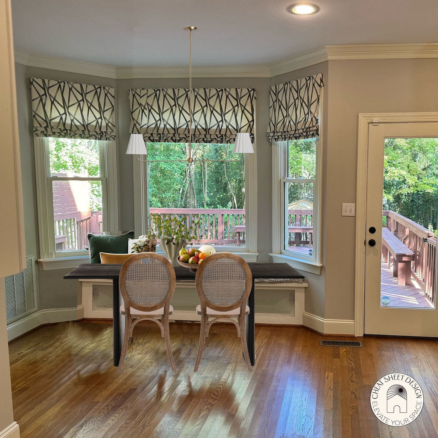 Inheriting Roman shades when you close on a house can be a double-edged sword. While they can dramatically impact a room&rsquo;s aesthetic, replacing them is often cost-prohibitive. To work these into my client&rsquo;s aesthetic, I toned down their c
