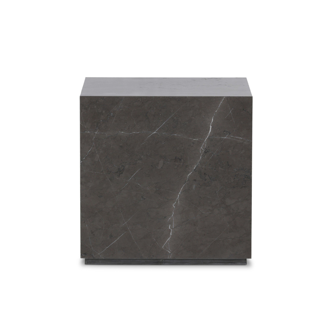 Modern Marble Plinth End Table - Grey Italian Marble Finish.png