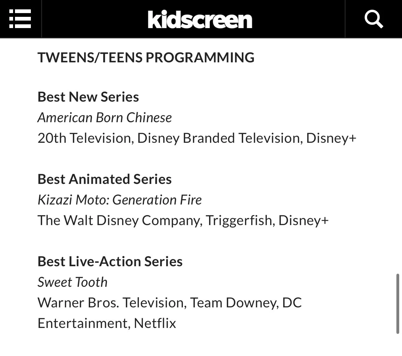 Kizazi Moto: Best Animated Series Award