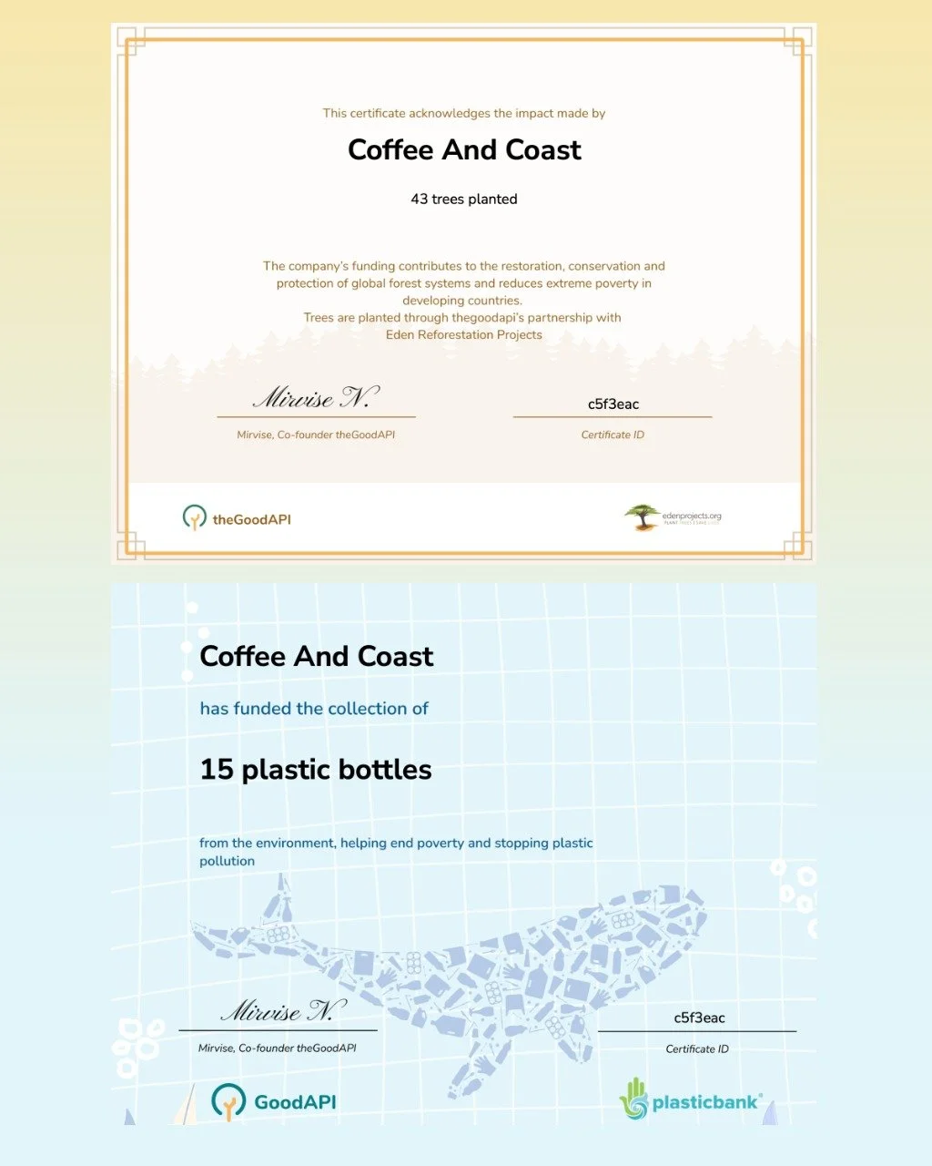 🌱 43 trees planted. 🌊 15 plastic bottles removed from the ocean.
Every sip makes a difference — and it’s thanks to YOU.
We’re so grateful to have a community that cares about more than just great coffee.
It’s a small step