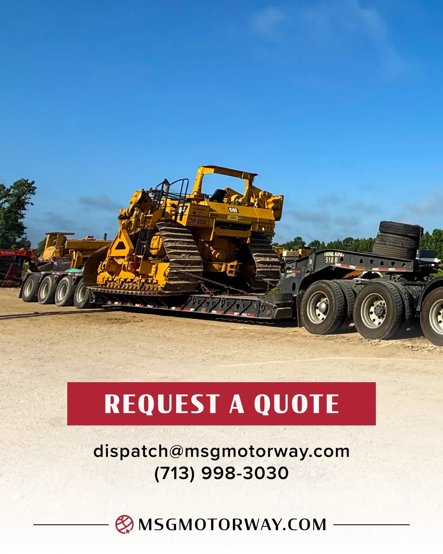 Serious equipment. Skilled drivers. Heavy haul done right. #HeavyHaulExperts #TexasTransport #BigRigPower #OversizeCargo #MSGMotorway

(713) 998-3030
dispatch@msgmotorway.com
www.MSGmotorway.com