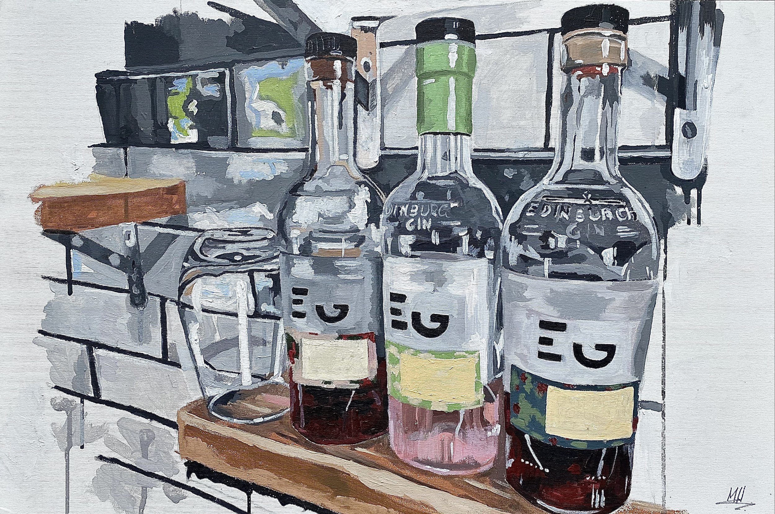 "Gin" 
Acrylic Painting on Canvas Board 
20" x 30" 