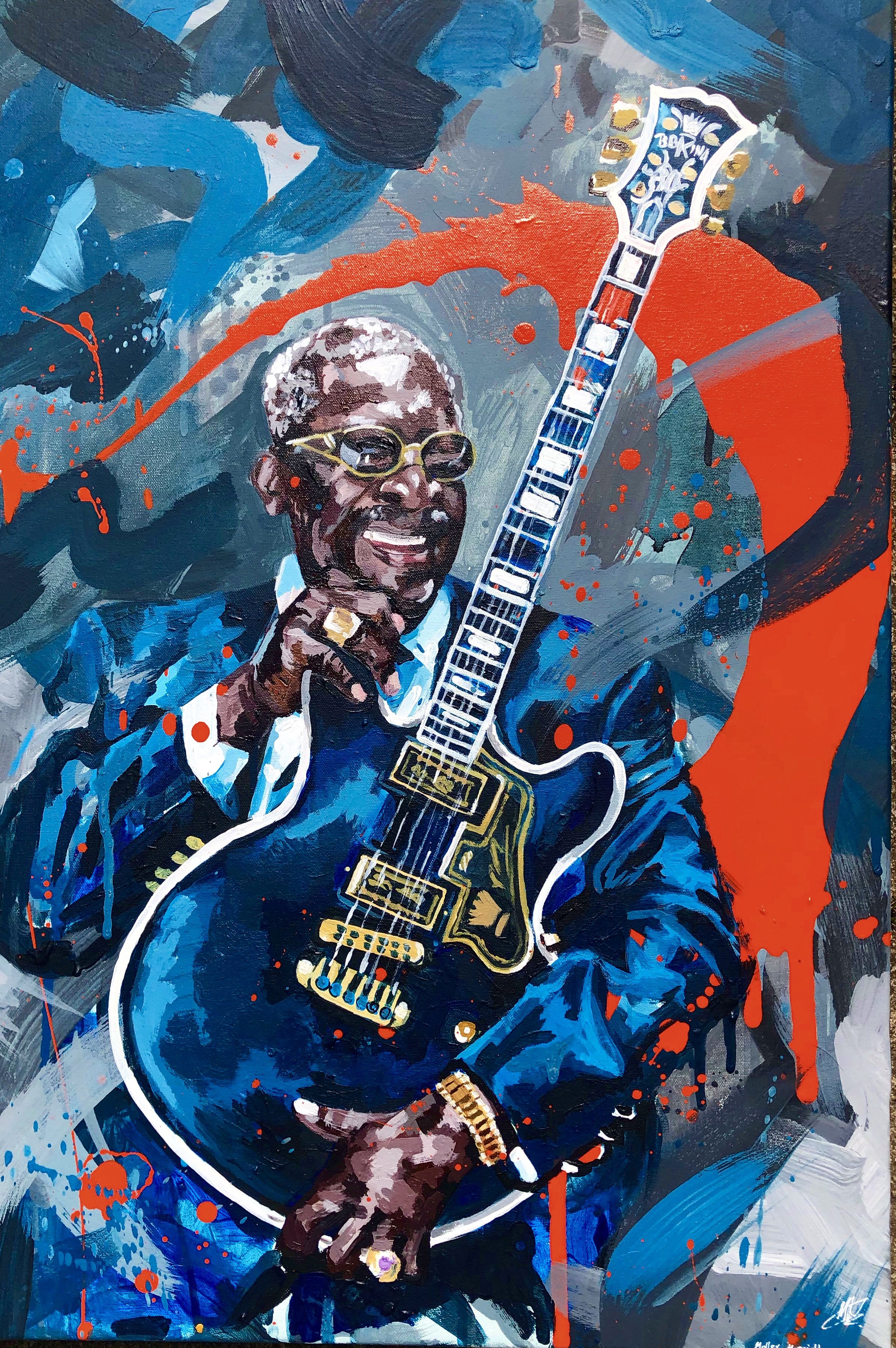 "BB King"
Commission 
Acrylic Painting on Canvas  
2020