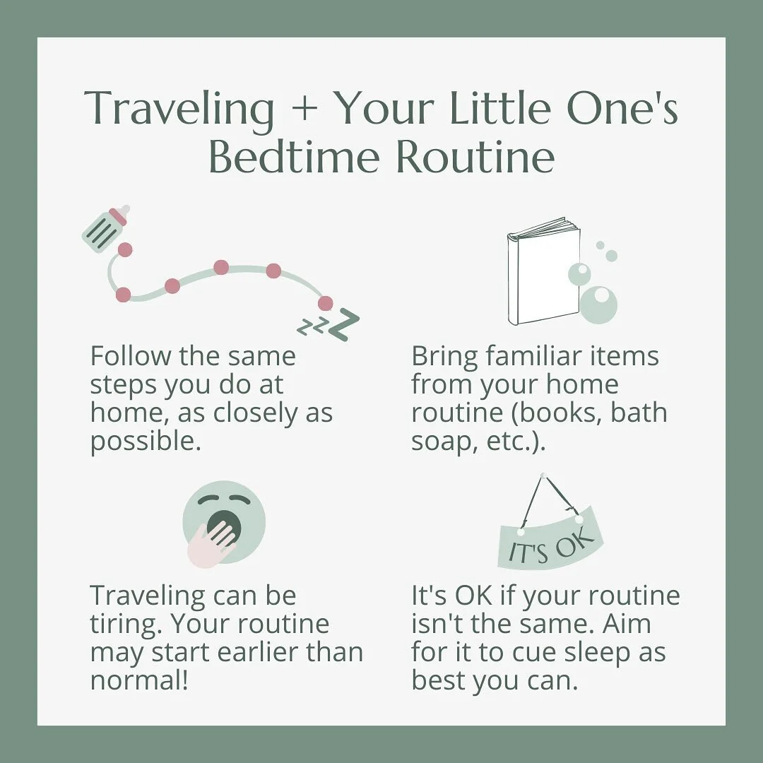 Do you have upcoming travel plans where you are staying in a hotel? Rental home? With your parents or in-laws? One of the best ways to help your little one sleep in a new place is to keep the same bedtime routine as you do at home.

Following your no