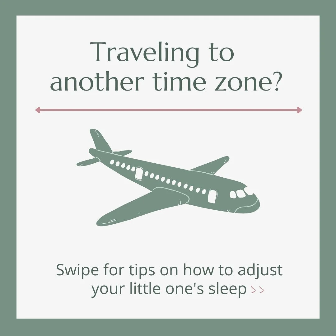 When traveling to a different time zone, you typically have two options. 1️⃣ If you are only staying for a few days, it might be easiest to keep your baby on the same schedule as home if that works for you. 2️⃣ If you are staying awhile, or just want