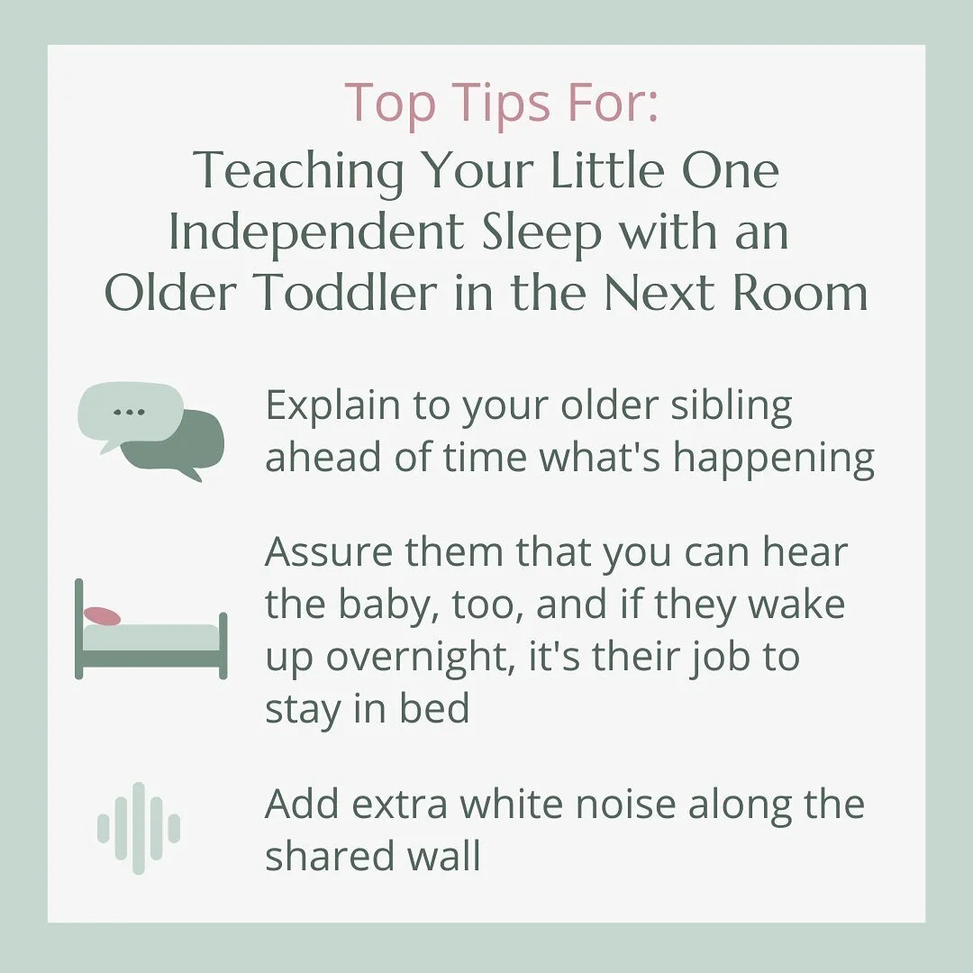 Not sure if helping your little one learn independent sleep with a sleeping toddler in the next room is the right move? I completely get it! You have one sleeping child...you might feel like you don't want to roll the dice and end up with two childre