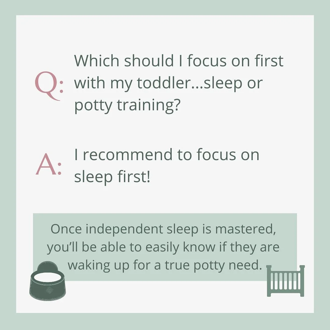 If you&rsquo;re about to head on a sleep training journey with your toddler who is also of potty-training age, you probably have asked yourself &ldquo;Should I focus on sleep or potty training first?&rdquo; In my experience, it is best to establish y