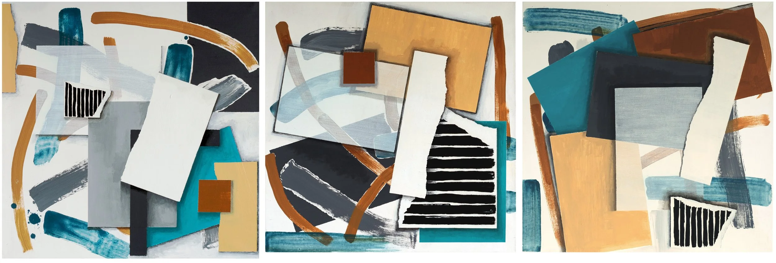 T(rip)tych, 2023, I, II, III, acrylic on canvas, 3 x 61cm x 61cm