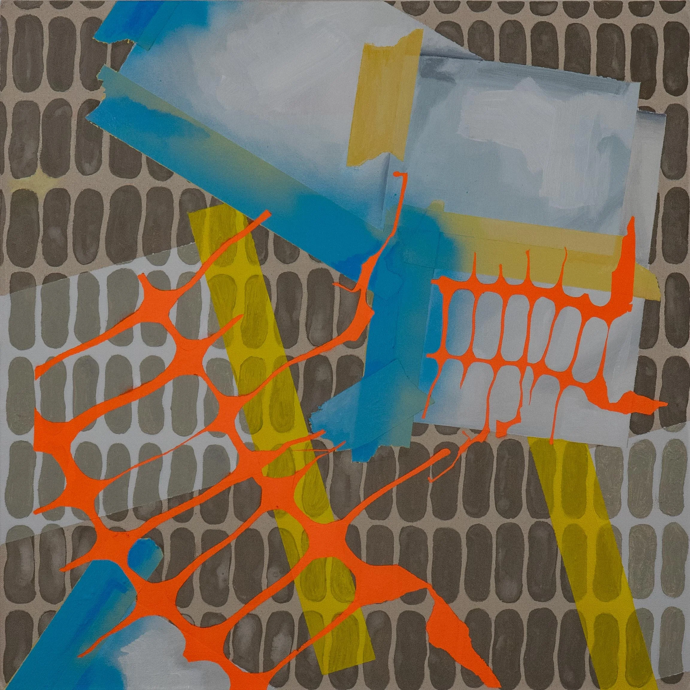Fragments, 2026, acrylic, cement and spray paint on canvas, 60cm x 60cm