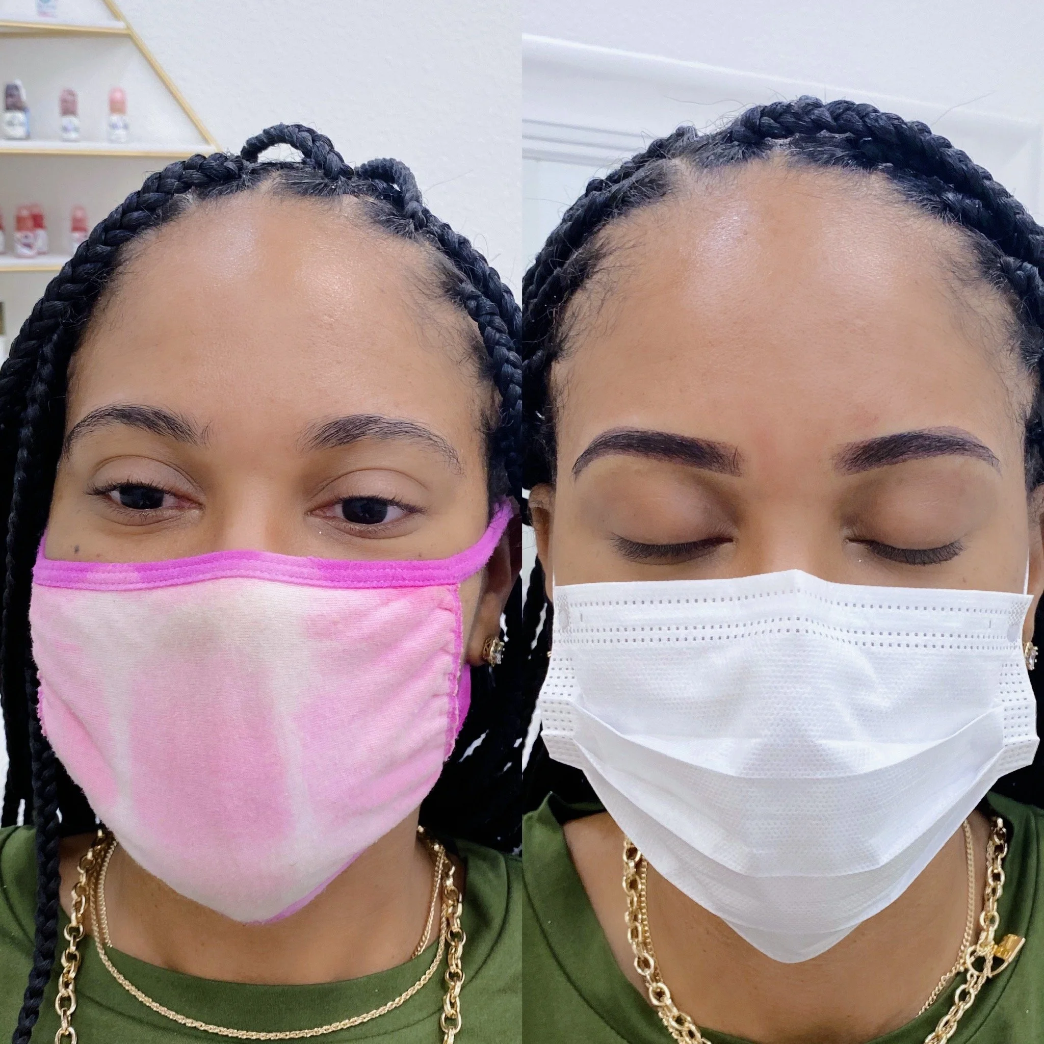 Before and after Ombre powder brows
