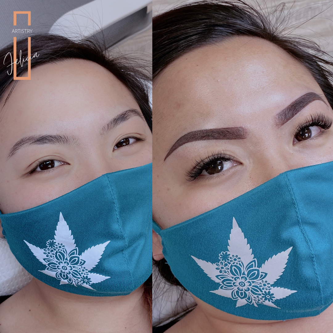 Before and after Ombre powder brows