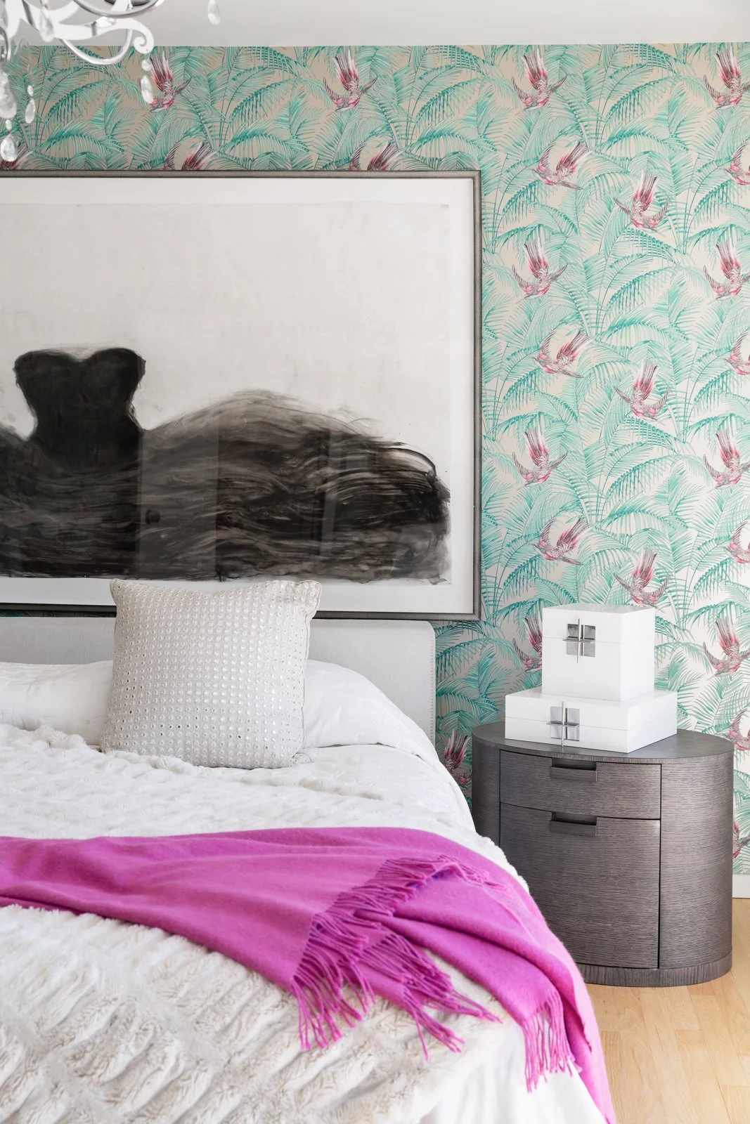 Eclectic Modern Primary Bedroom Interior Design, Pumphill, Calgary Interior Designer Nyla Free Designs, Phil Crozier Photography.