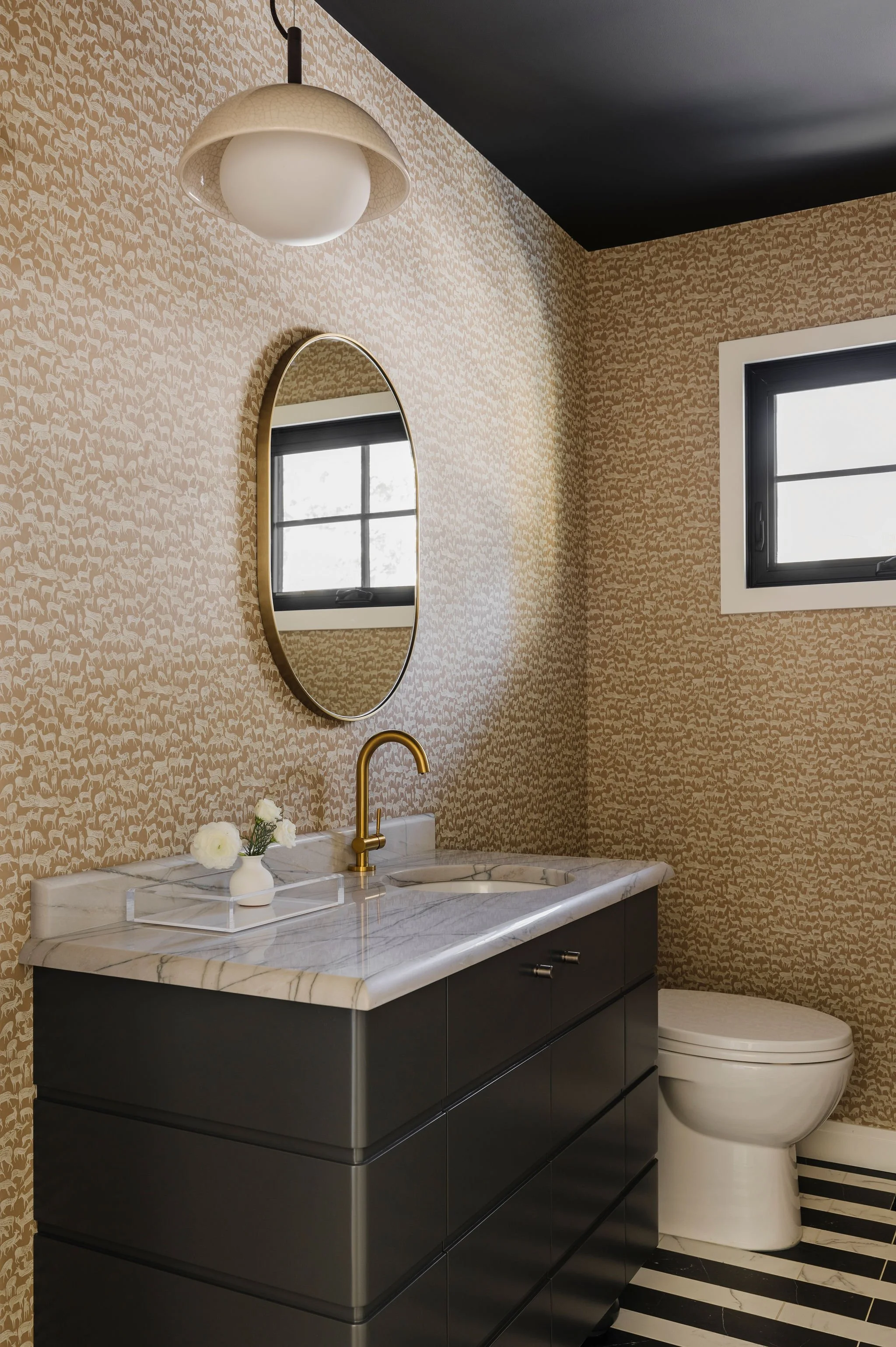  Contemporary Powder Room, Interior Design, Scarboro Bungalow, Calgary Interior Designer Nyla Free Designs, Michelle Johnson Photography. 