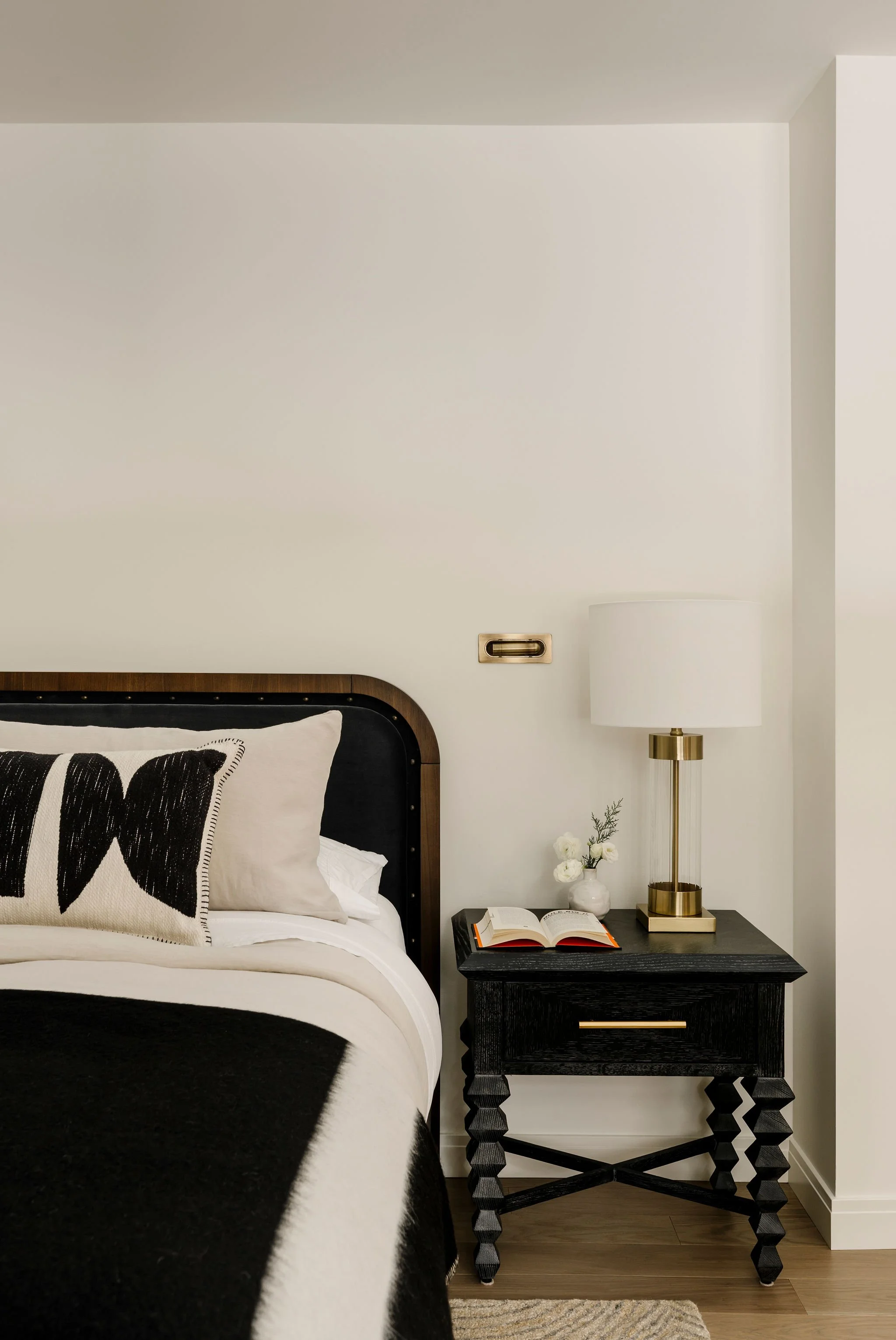  Contemporary Primary Bedroom, Interior Design, Scarboro Bungalow, Calgary Interior Designer Nyla Free Designs, Michelle Johnson Photography. 