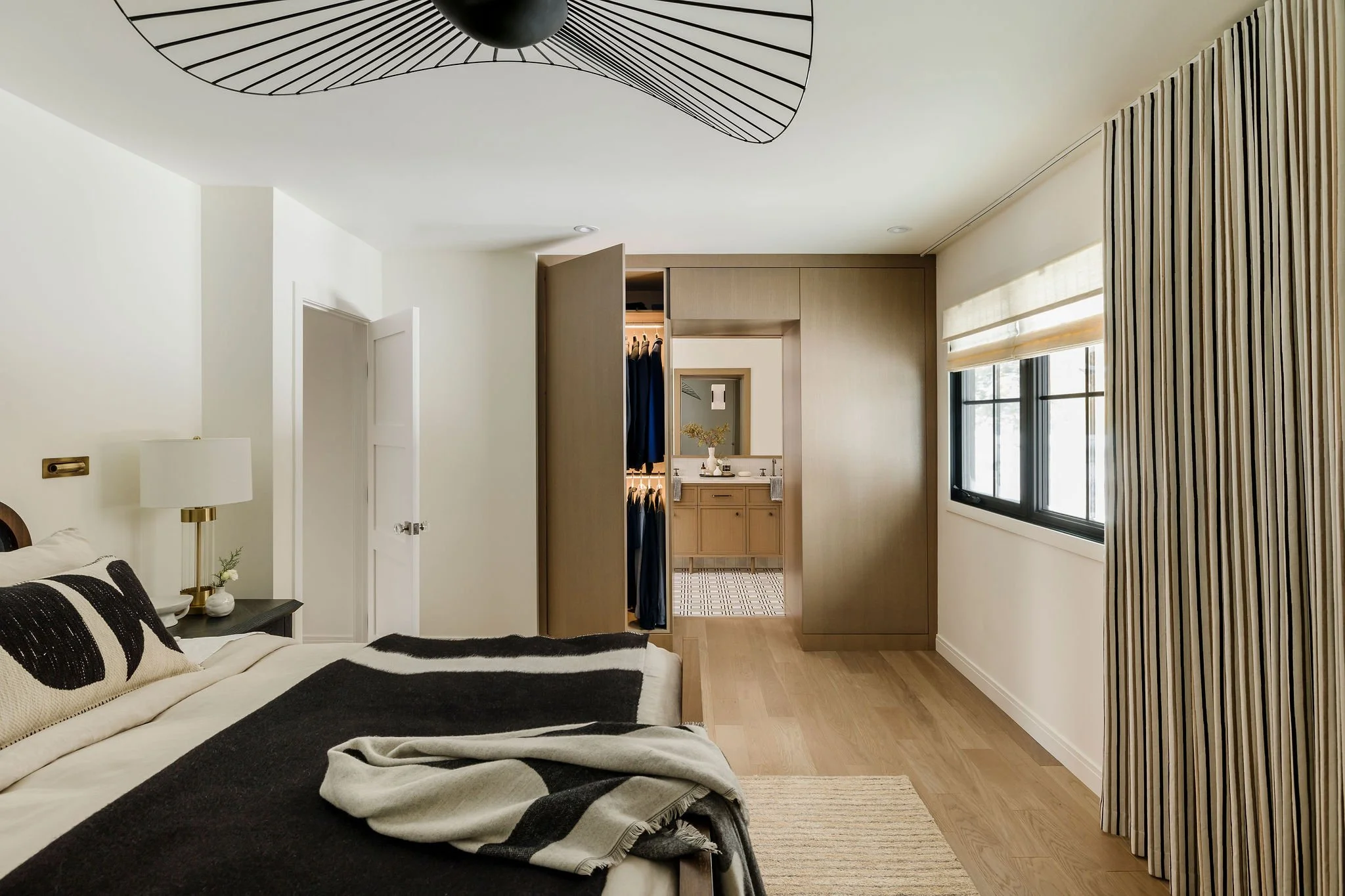  Contemporary Primary Bedroom, Interior Design, Scarboro Bungalow, Calgary Interior Designer Nyla Free Designs, Michelle Johnson Photography. 